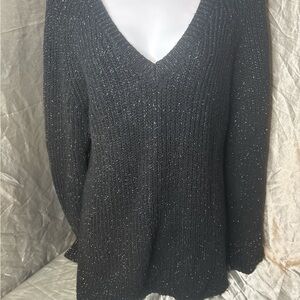 Lucky Brand Sparkling Black V-Neck Sweater